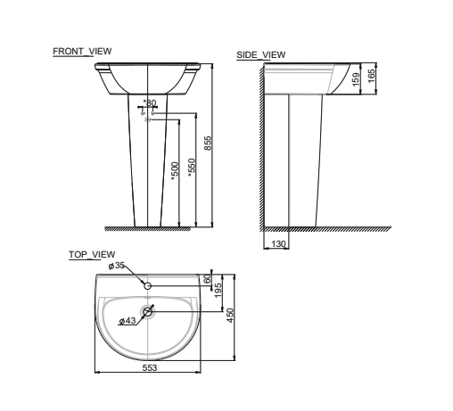 Chậu lavabo treo tường American Standard 0953-WT (0953WT) 0953-WT - 2