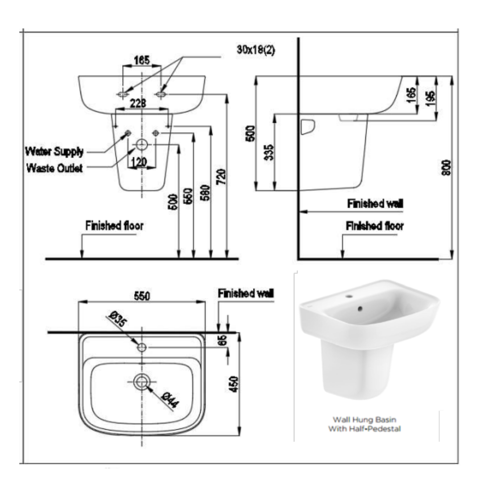 Chậu lavabo treo tường LOVEN American Standard VF-0262 (VF0262) VF-0262 - 2