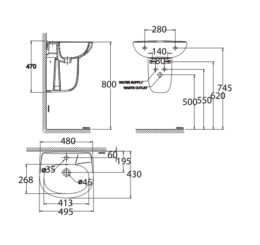 Chậu lavabo treo tường American Standard VF-0947 (VF0947) VF-0947 - 2