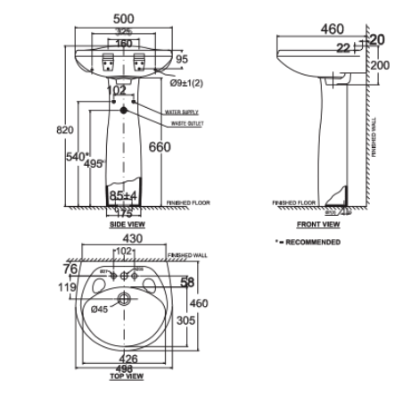 Chân chậu lavabo dài American Standard VF-0901 (VF0901) VF-0901 - 2
