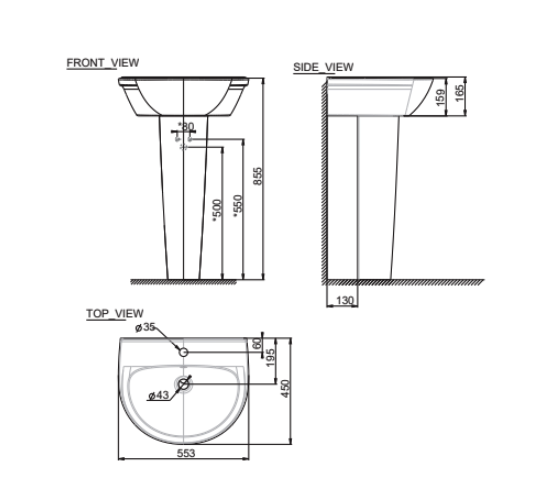 Chân chậu lavabo dài American Standard WP-F711 (WPF711) WP-F711 - 2