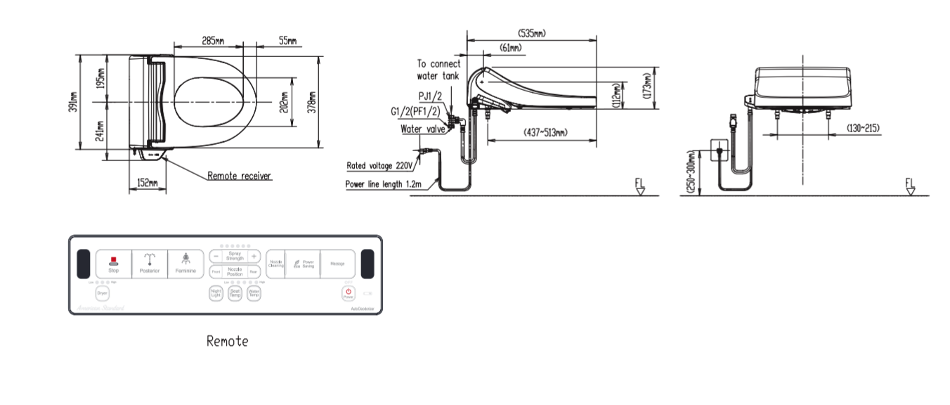 Nắp điện tử American Standard WP-7SR1 (WP7SR1) WP-7SR1 - 2