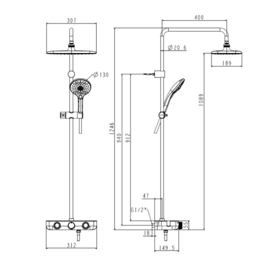 Sen tắm cây đứng cảm biến nhiệt American Standard EasySET WF-4955 (WF4955) WF-4955 - 2