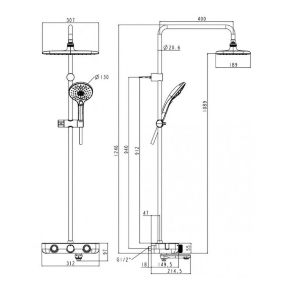 Sen tắm cây đứng cảm biến nhiệt American Standard EasySET WF-4956 (WF4956) WF-4956 - 2
