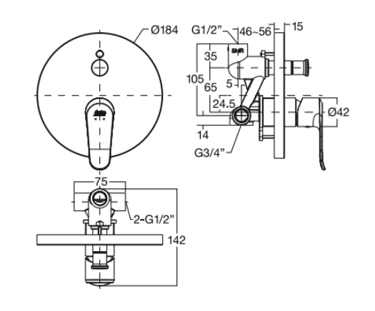 Sen tắm âm tường American Standard Neo Modern WF-0721 (WF0721) WF-0721 - 2