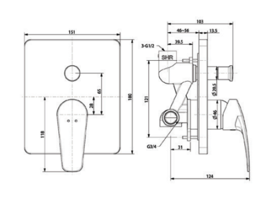 Sen tắm âm tường American Standard Milano WF-0921 (WF0921) WF-0921 - 2