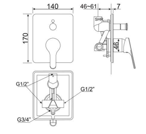 Vòi sen tắm âm tường American Standard WF-1420 (WF1420) WF-1420 - 2