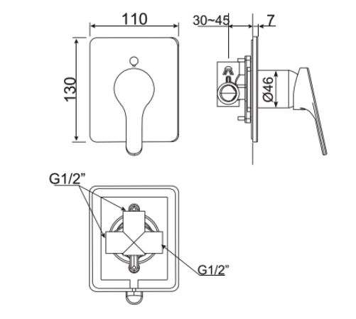 Vòi sen tắm âm tường American Standard WF-1422 (WF1422) WF-1422 - 2