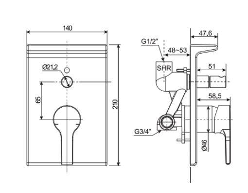 Sen tắm âm tường American Standard Active WF-3921 (WF3921) WF-3921 - 2