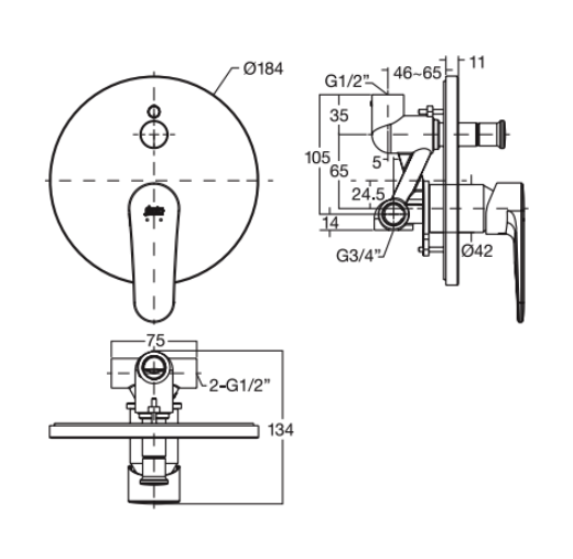 Vòi sen tắm âm tường American Standard WF-B221 (WFB221) WF-B221 - 2