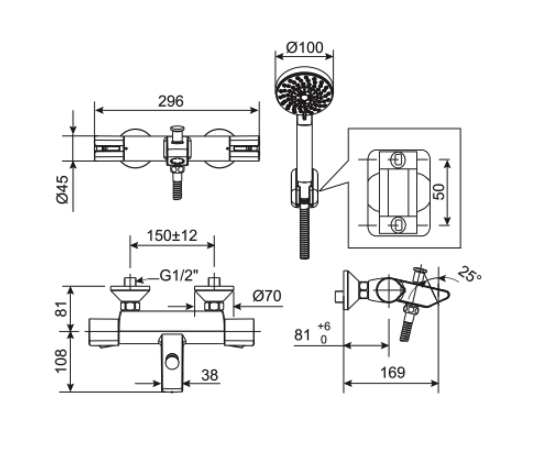 Vòi sen tắm chỉnh nhiệt độ American Standard WF-4946 (WF4946) WF-4946 - 2