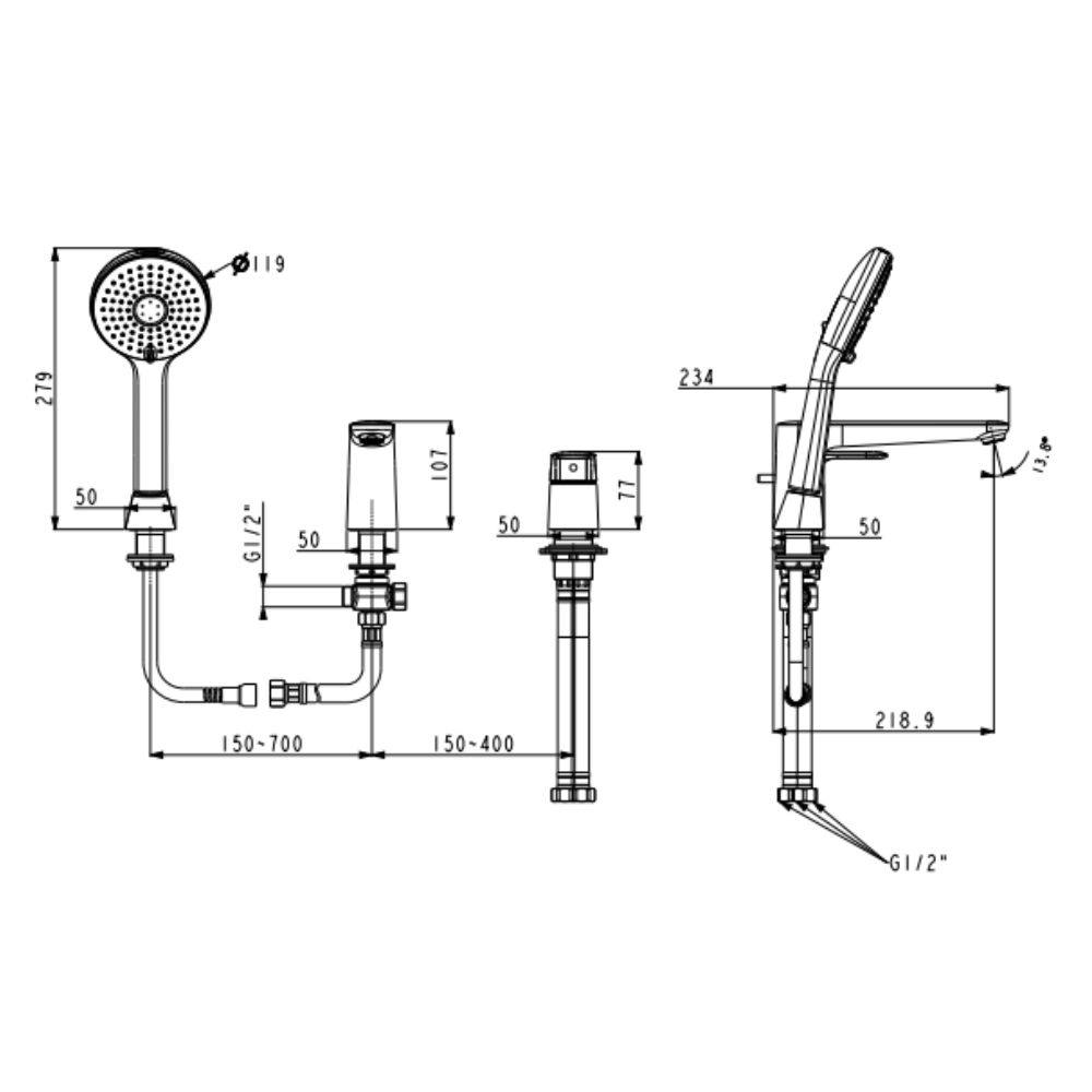 Vòi sen bồn tắm nóng lạnh American Standard Loven WF-1M00 (WF1M00) - 2