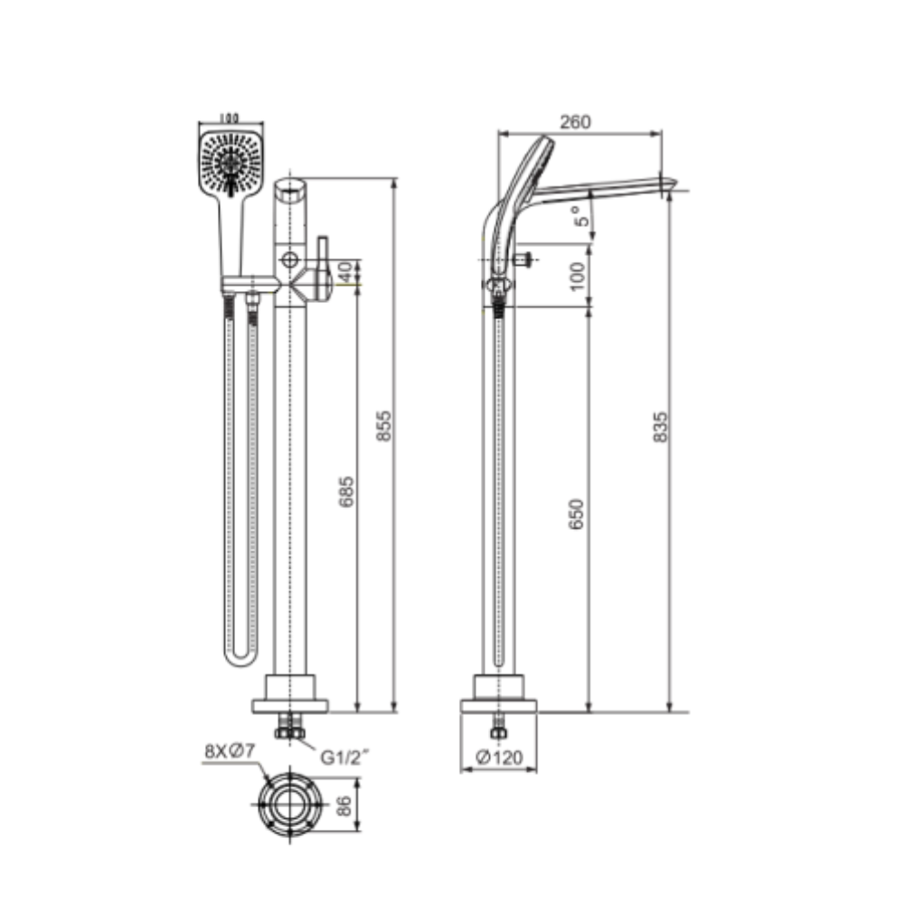Vòi bồn tắm đặt sàn IDS nóng lạnh American Standard WF-6816 (WF6816) - 2