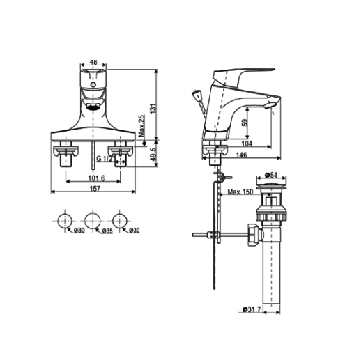 Vòi lavabo nóng lạnh American Standard Cygnet WF-0302 (WF0302) WF-0302 - 2