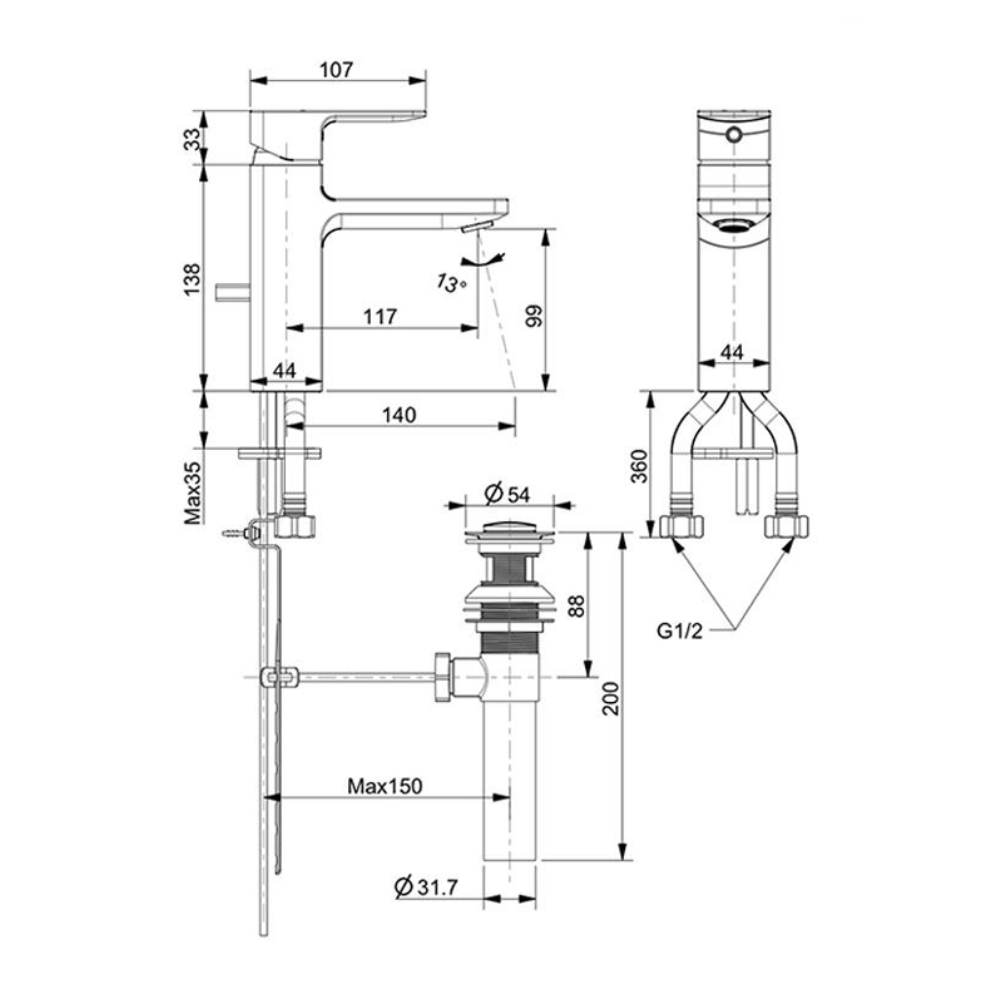 Vòi lavabo nóng lạnh American Standard Acacia Evolution WF-1301 (WF1301) WF-1301 - 2