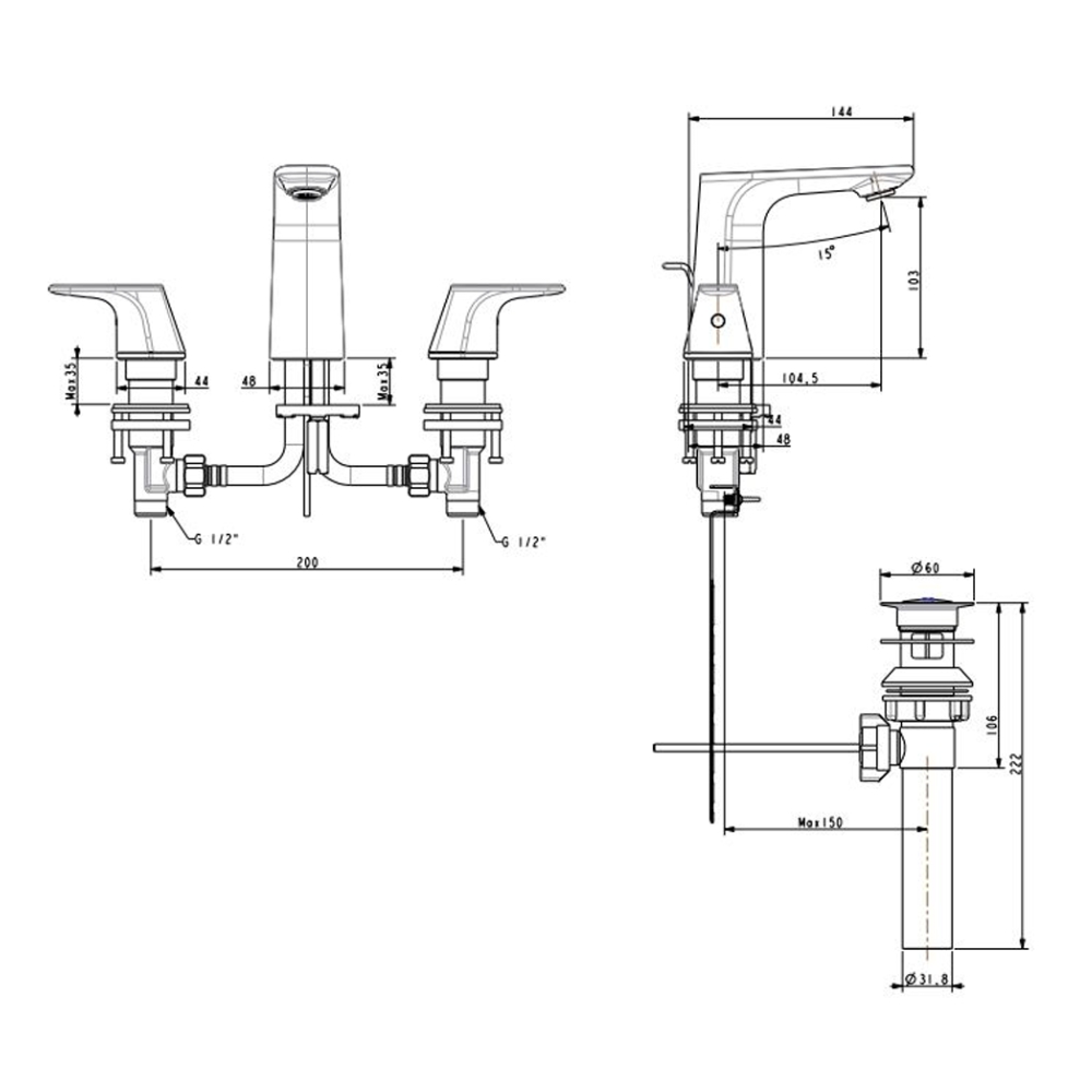 Vòi lavabo nóng lạnh American Standard Signature WF-1703 (WF1703) WF-1703 - 2