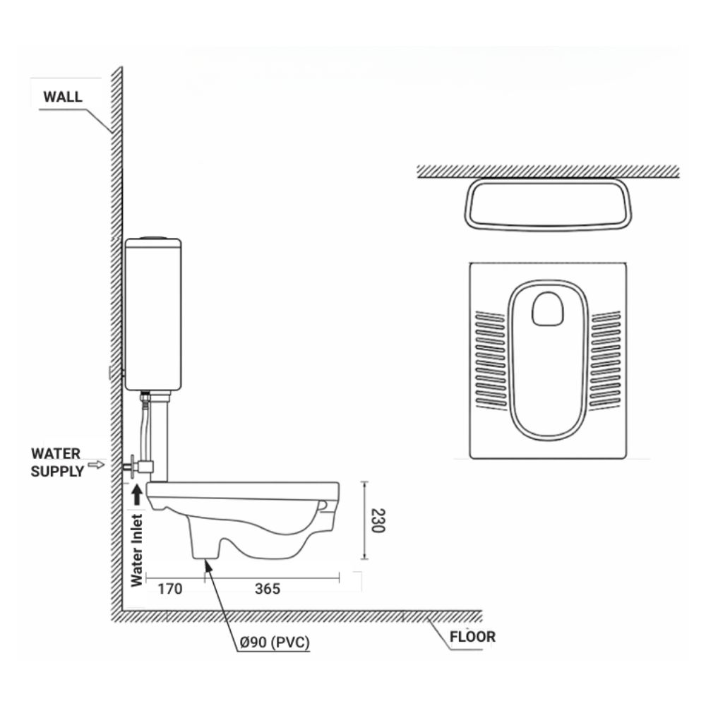 Bộ bồn cầu xổm và két nước xả nhấn Atmor AT5204S+AT4406 AT5204S+AT4406 - 2