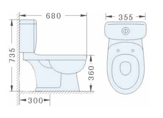 Bồn cầu 2 khối ATMOR AT2032 nắp êm xả nhấn AT2032 - 6