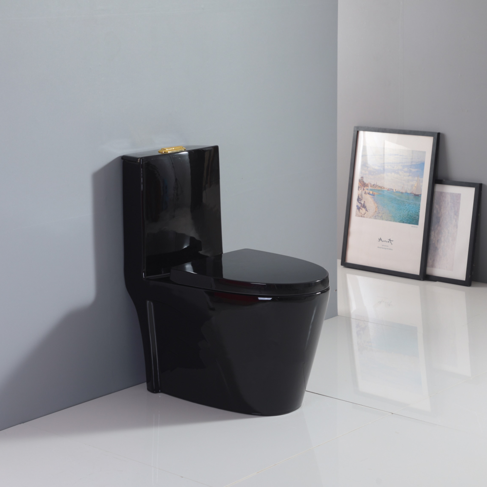 Bồn cầu 1 khối ATMOR AT271B màu đen nắp êm AT271B