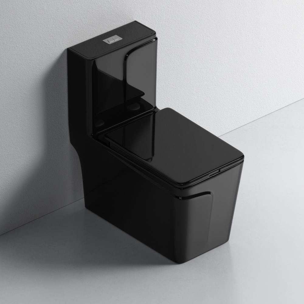 Bồn cầu 1 khối ATMOR AT295B màu đen nắp êm AT295B