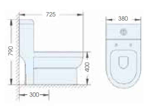 Bồn cầu 1 khối ATMOR AT1084S nắp êm xả nhấn AT1084S - 6