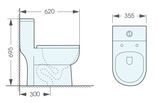 Bồn cầu 1 khối ATMOR AT541 nắp êm xả nhấn AT541 - 5