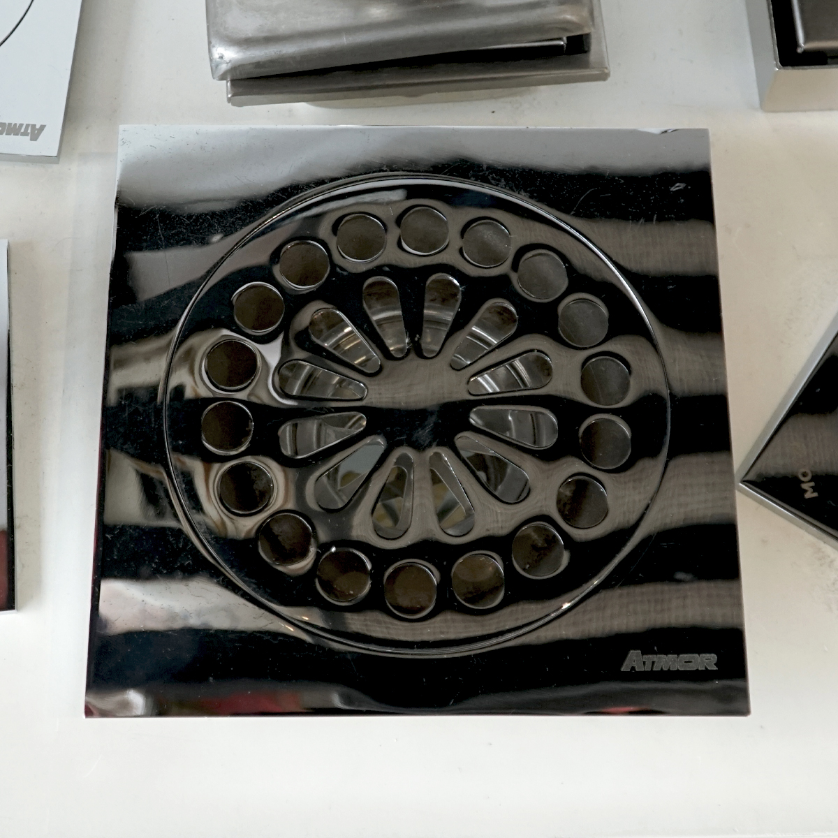 Phễu thoát sàn đồng mạ chrome 15x15cm Ø90 ATMOR 8105 8105 - 3