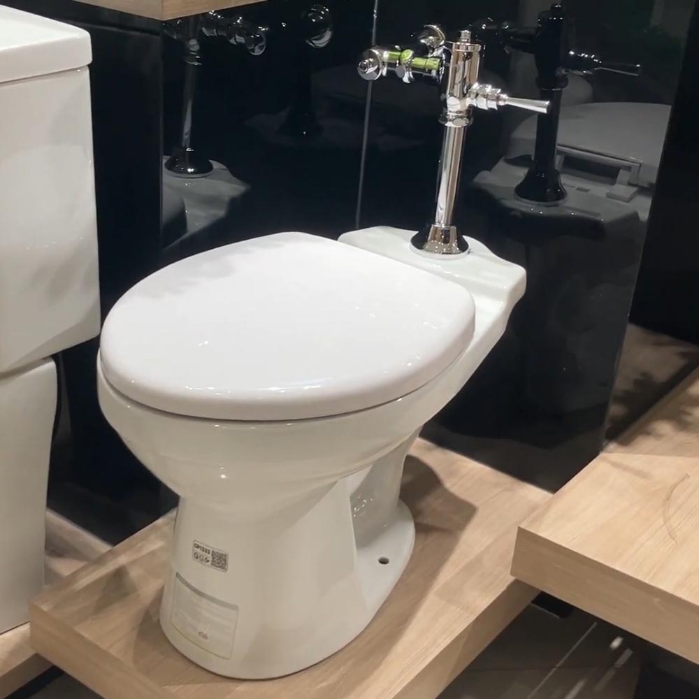 Bồn cầu đặt sàn nắp thường kèm van xả tay gạt Caesar CP1333+BF521A CP1333+BF521A - 4