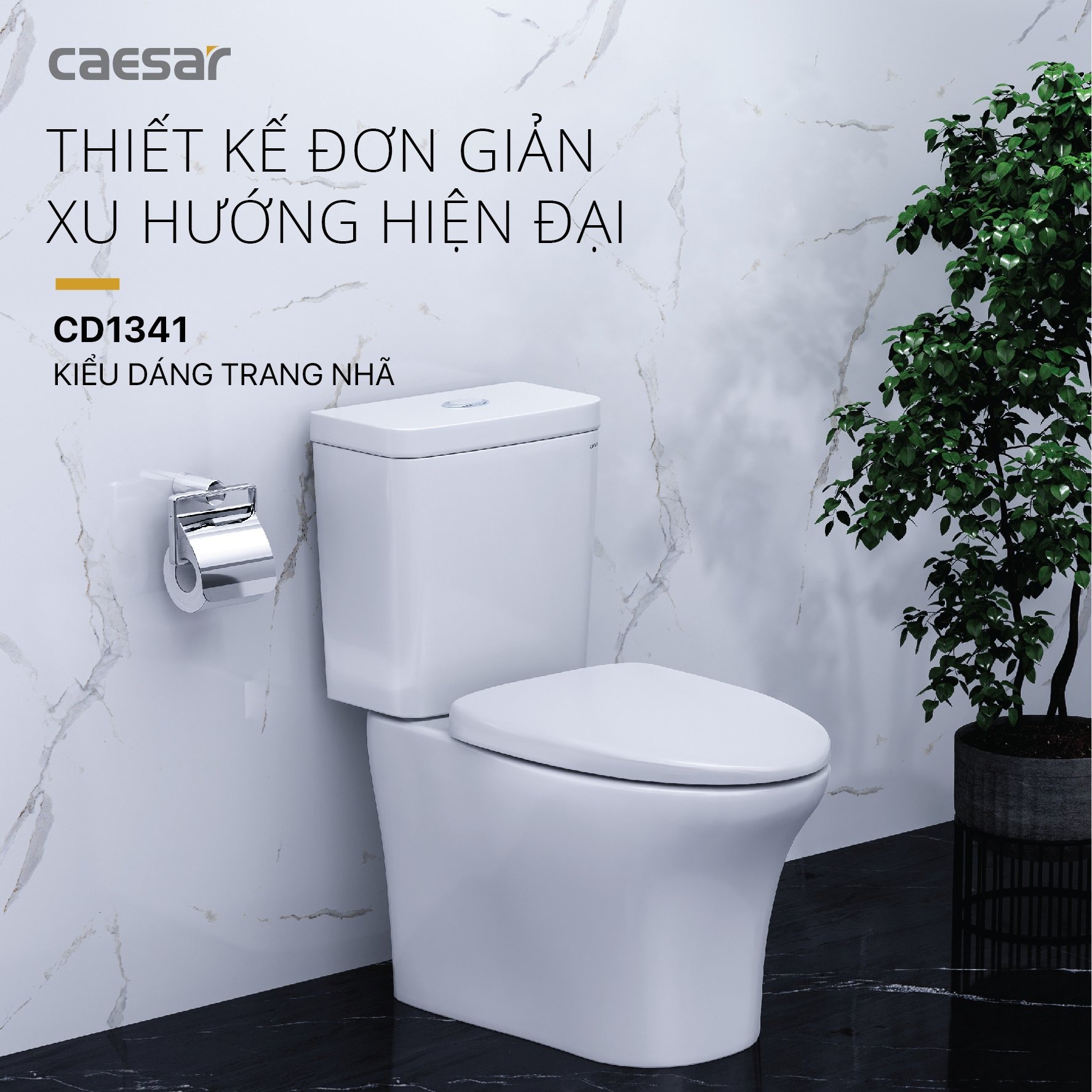 Bồn cầu 2 khối Caesar CD1341 nắp đóng êm CD1341 - 3
