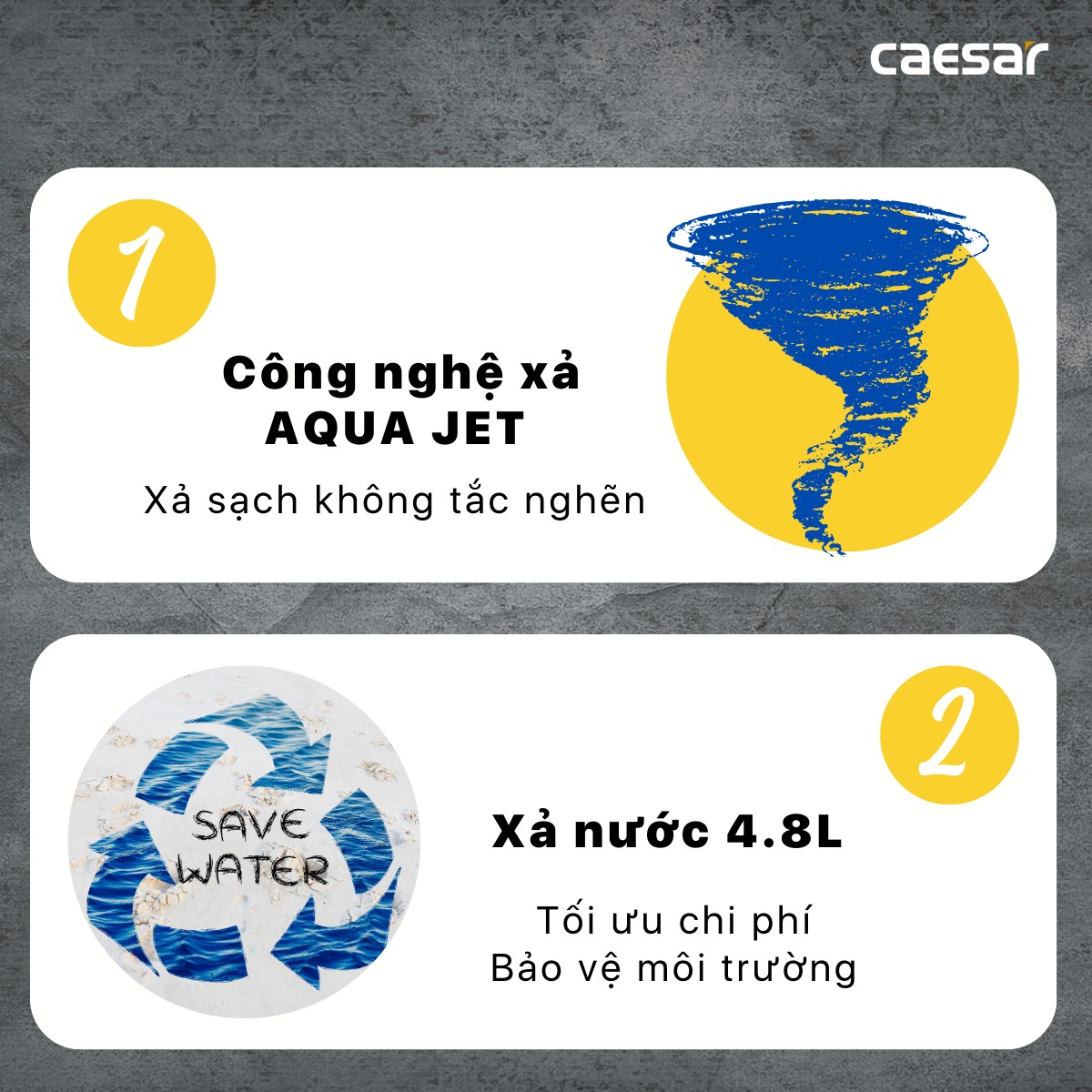 Bồn cầu 2 khối Caesar CTS1325 nắp êm CTS1325 - 4