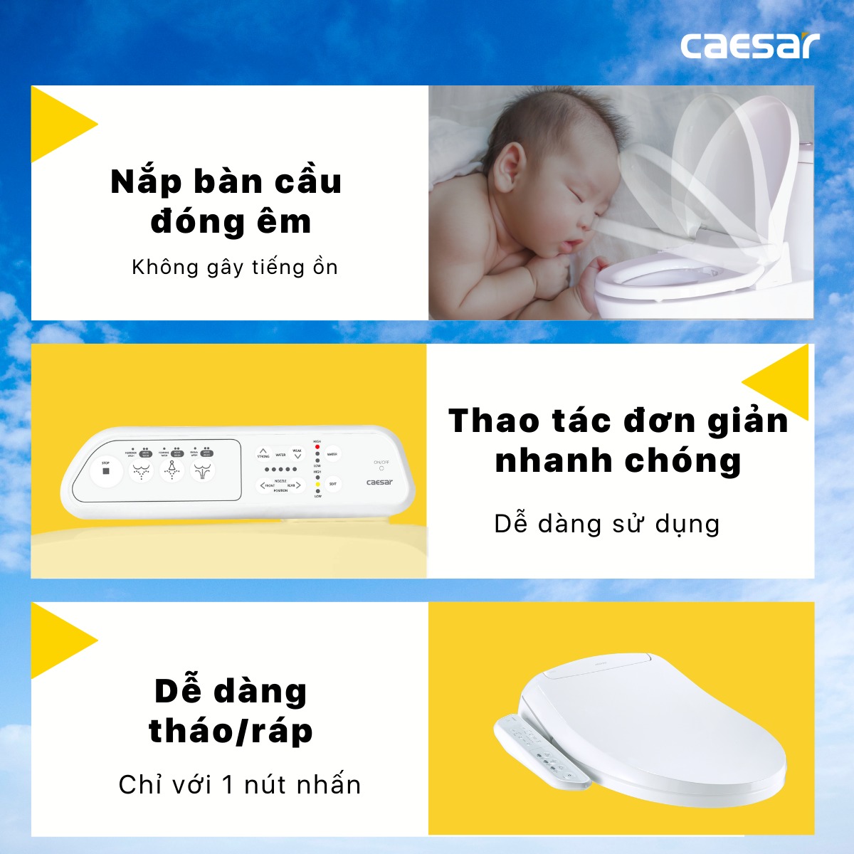 Bồn cầu 1 khối CAESAR C1391 kèm nắp TAF400H - 11
