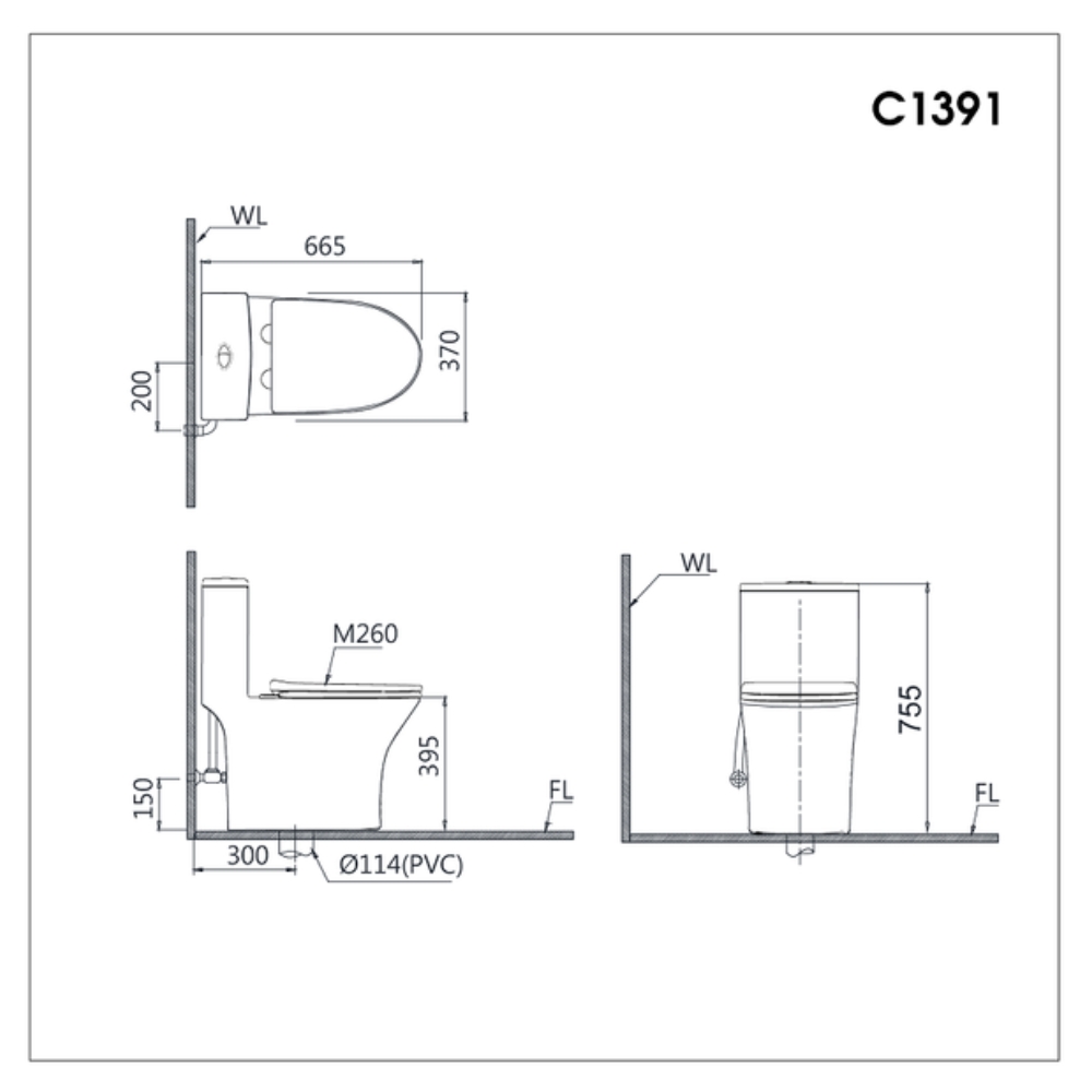 Bồn cầu 1 khối nắp điện tử Caesar C1391F+TAF512H C1391F+TAF512H - 2
