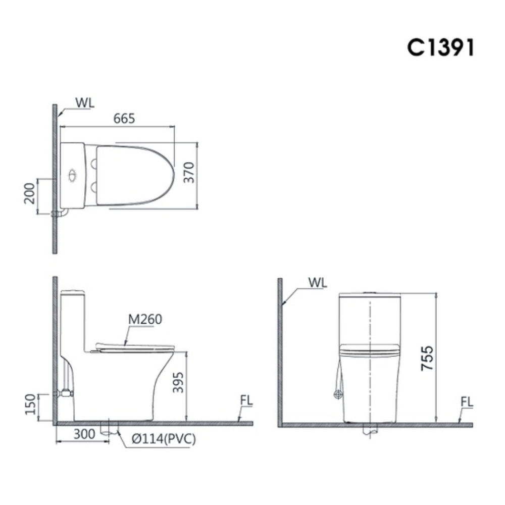 Bồn cầu 1 khối nắp điện tử Caesar C1391F+TAF710H C1391F+TAF710H - 2