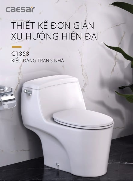 Bồn cầu 1 khối nắp rửa cơ Caesar C1353F + TAF060 (C1353+TAF060) C1353+TAF060 - 3