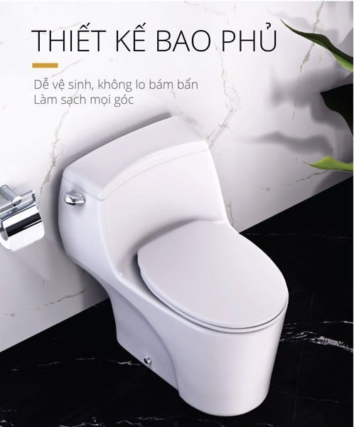 Bồn cầu 1 khối nắp rửa cơ Caesar C1353F + TAF060 (C1353+TAF060) C1353+TAF060 - 5