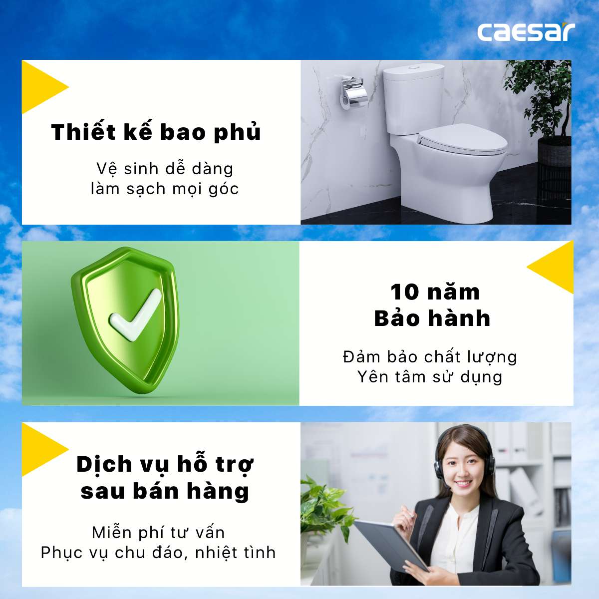Bồn cầu 2 khối nắp rửa cơ Caesar CD1320 + TAF060 CD1320+TAF060 - 6