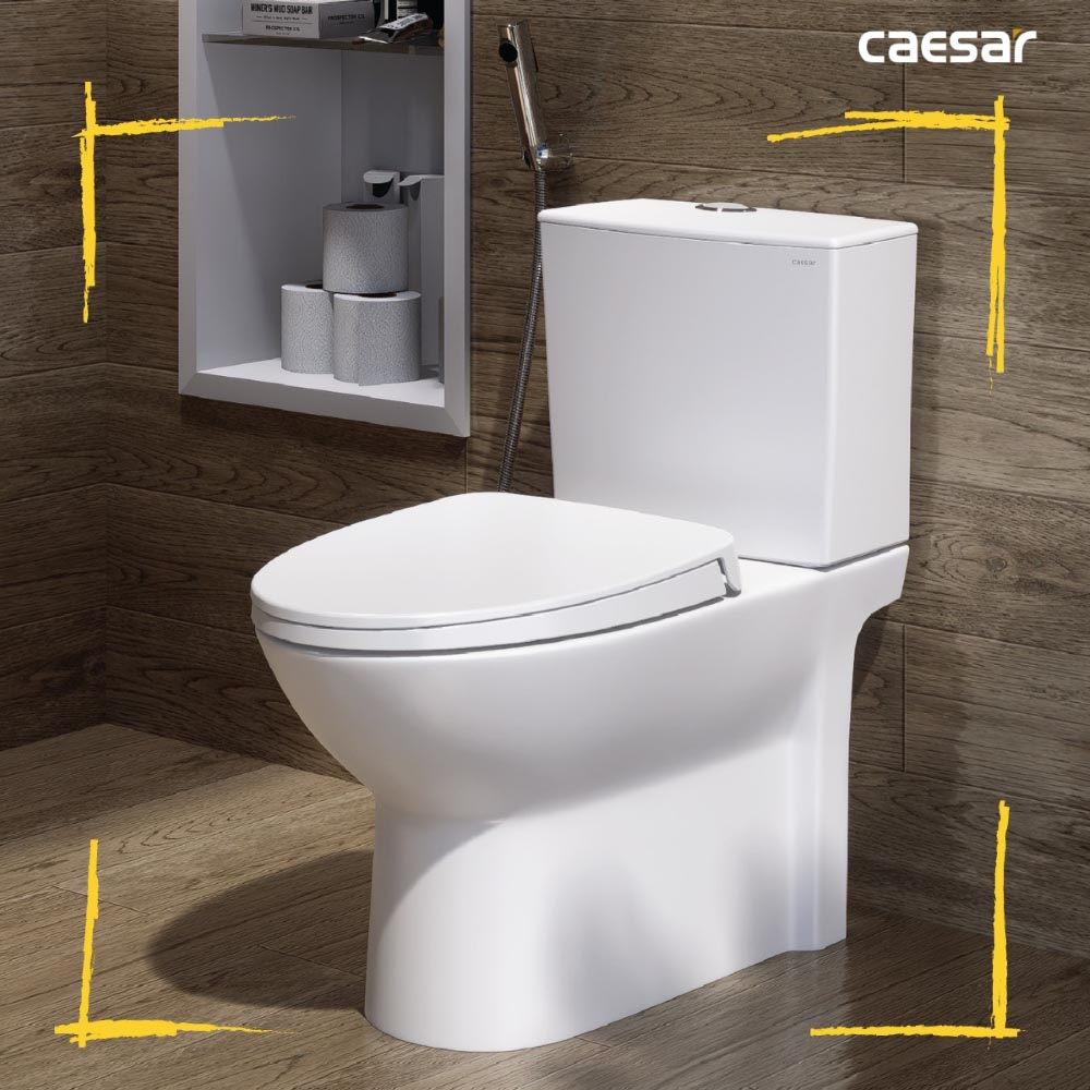 Bồn cầu 2 khối nắp rửa cơ Caesar CD1340 + TAF060 CD1340+TAF060 - 5
