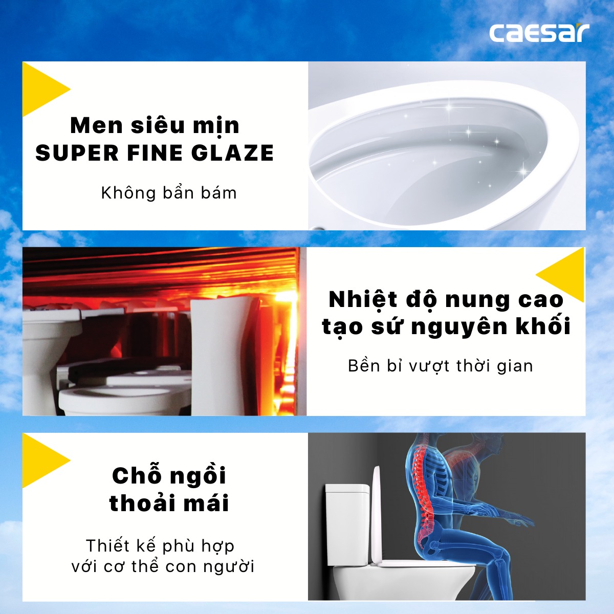 Bồn cầu 2 khối nắp rửa cơ Caesar CD1341 + TAF060 CD1341+TAF060 - 5