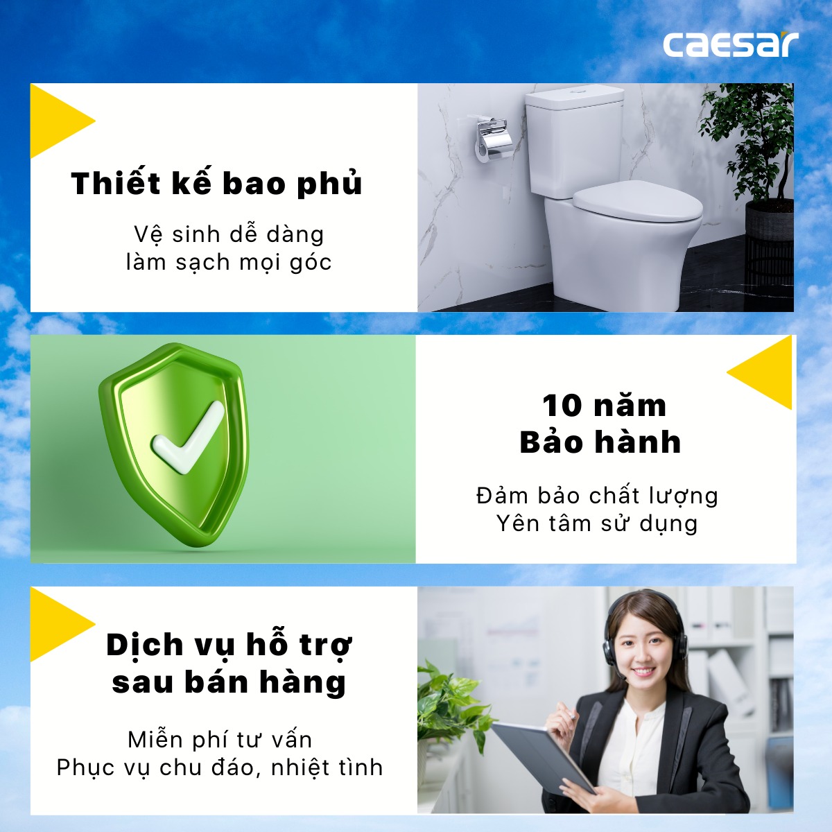 Bồn cầu 2 khối nắp rửa cơ Caesar CD1341 + TAF060 CD1341+TAF060 - 6