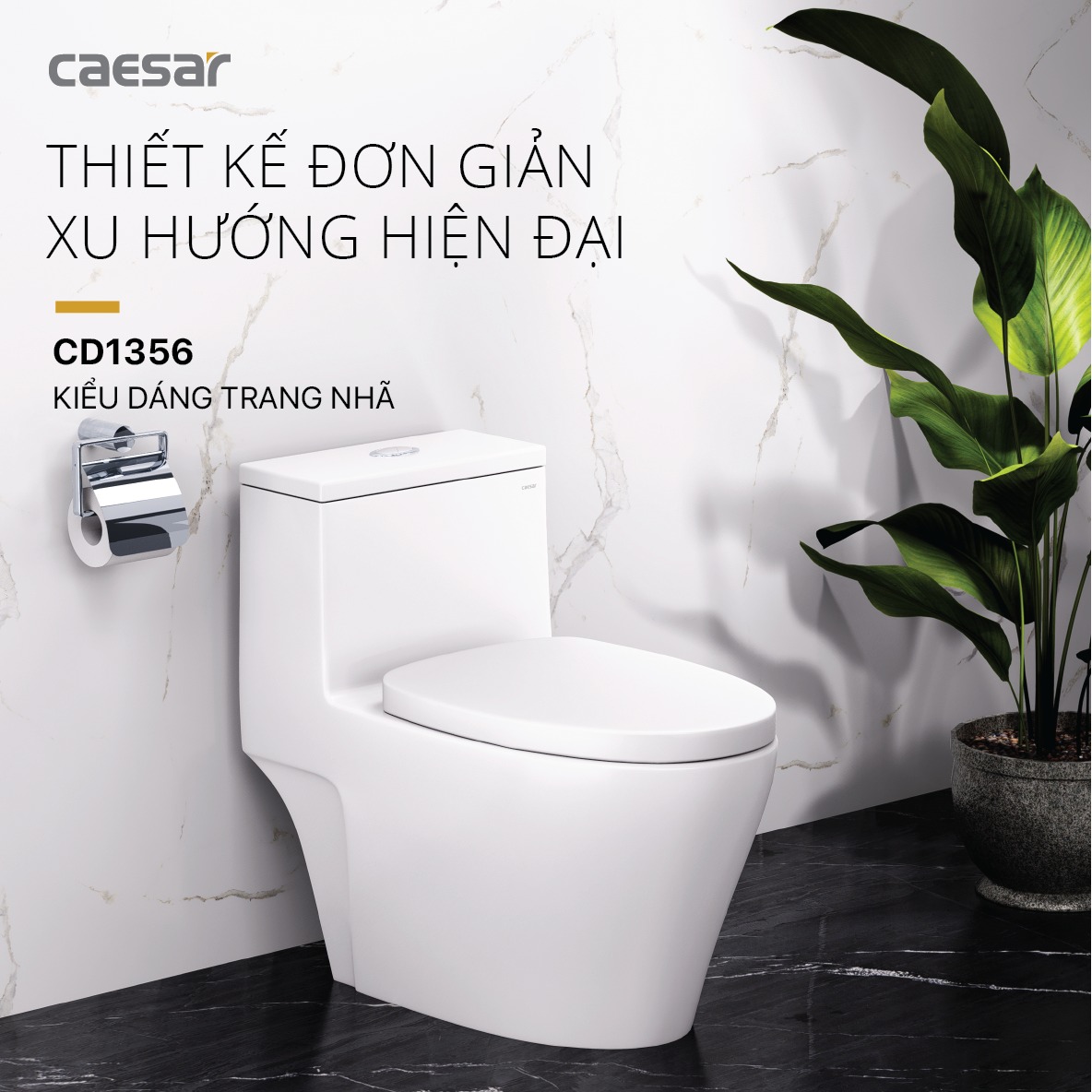 Bồn cầu 1 khối nắp rửa cơ Caesar C1356F + TAF060 (CD1356+TAF060) CD1356+TAF060 - 3