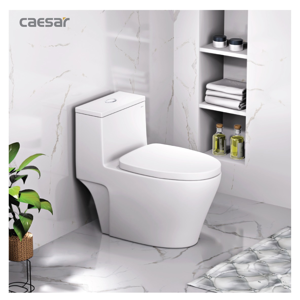 Bồn cầu 1 khối CAESAR CD1356 kèm nắp TAF060 - 11
