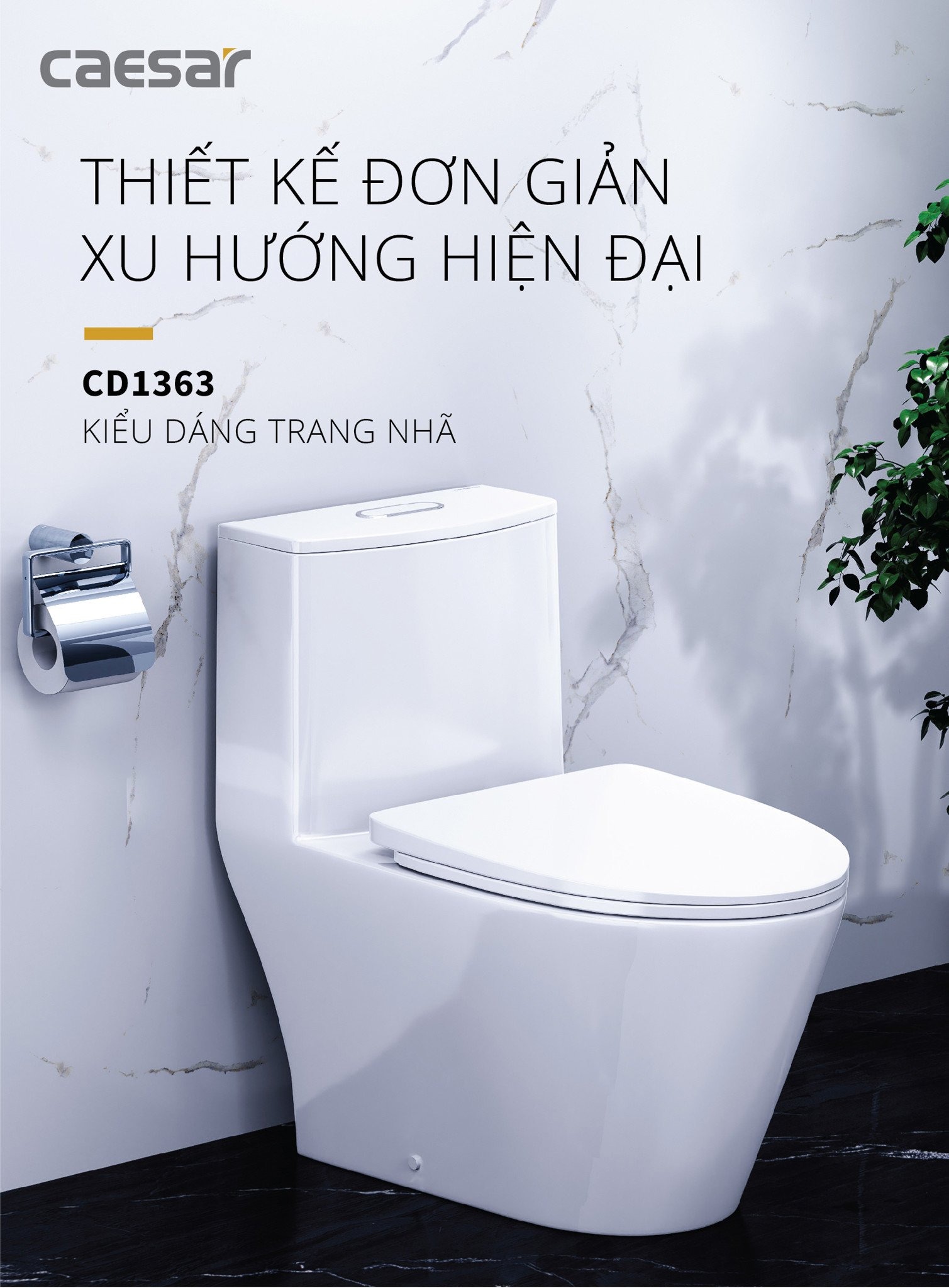 Bồn cầu 1 khối nắp rửa cơ Caesar C1363F + TAF060 (CD1363+TAF060) CD1363+TAF060 - 3