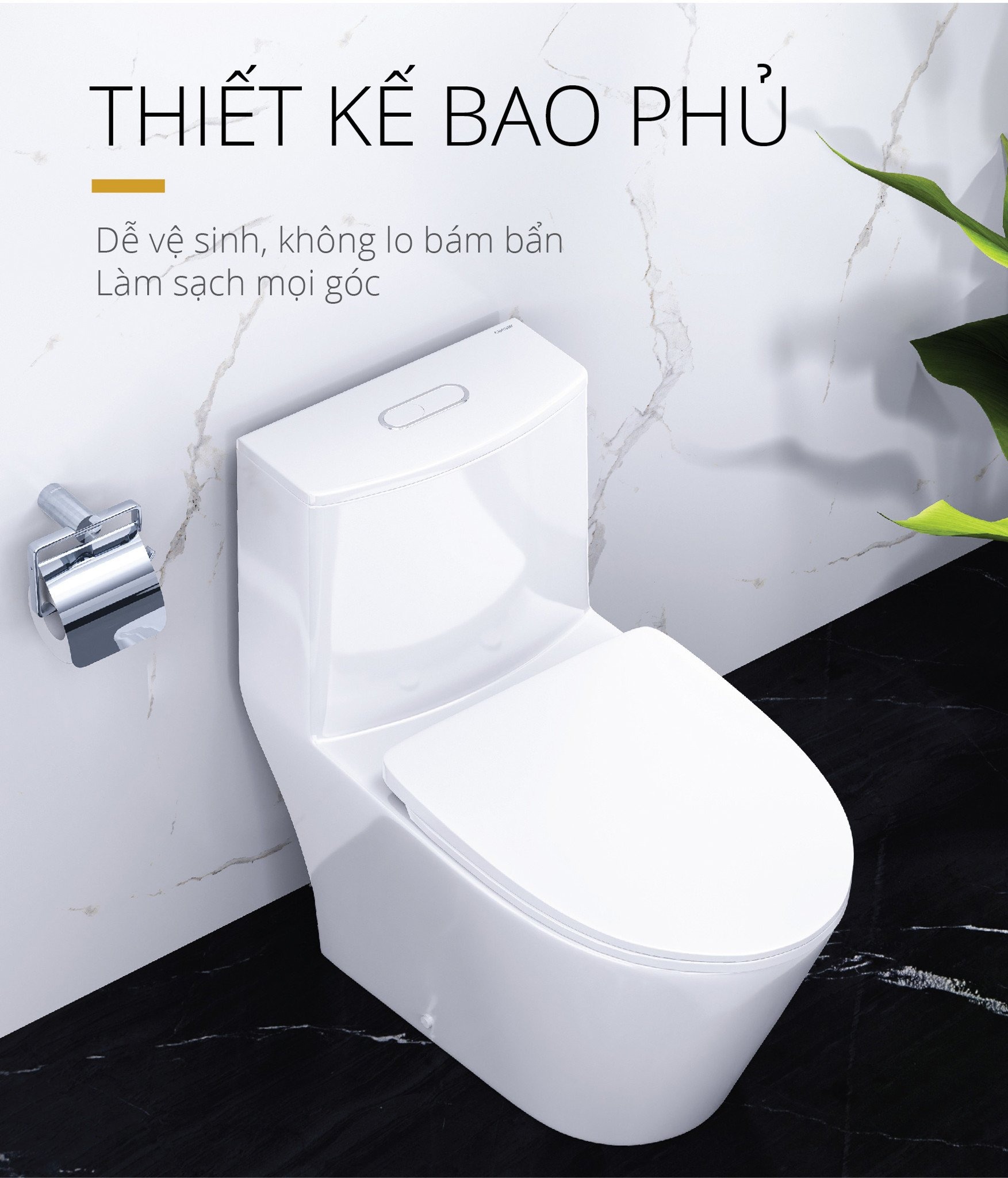 Bồn cầu 1 khối nắp rửa cơ Caesar C1363F + TAF060 (CD1363+TAF060) CD1363+TAF060 - 5