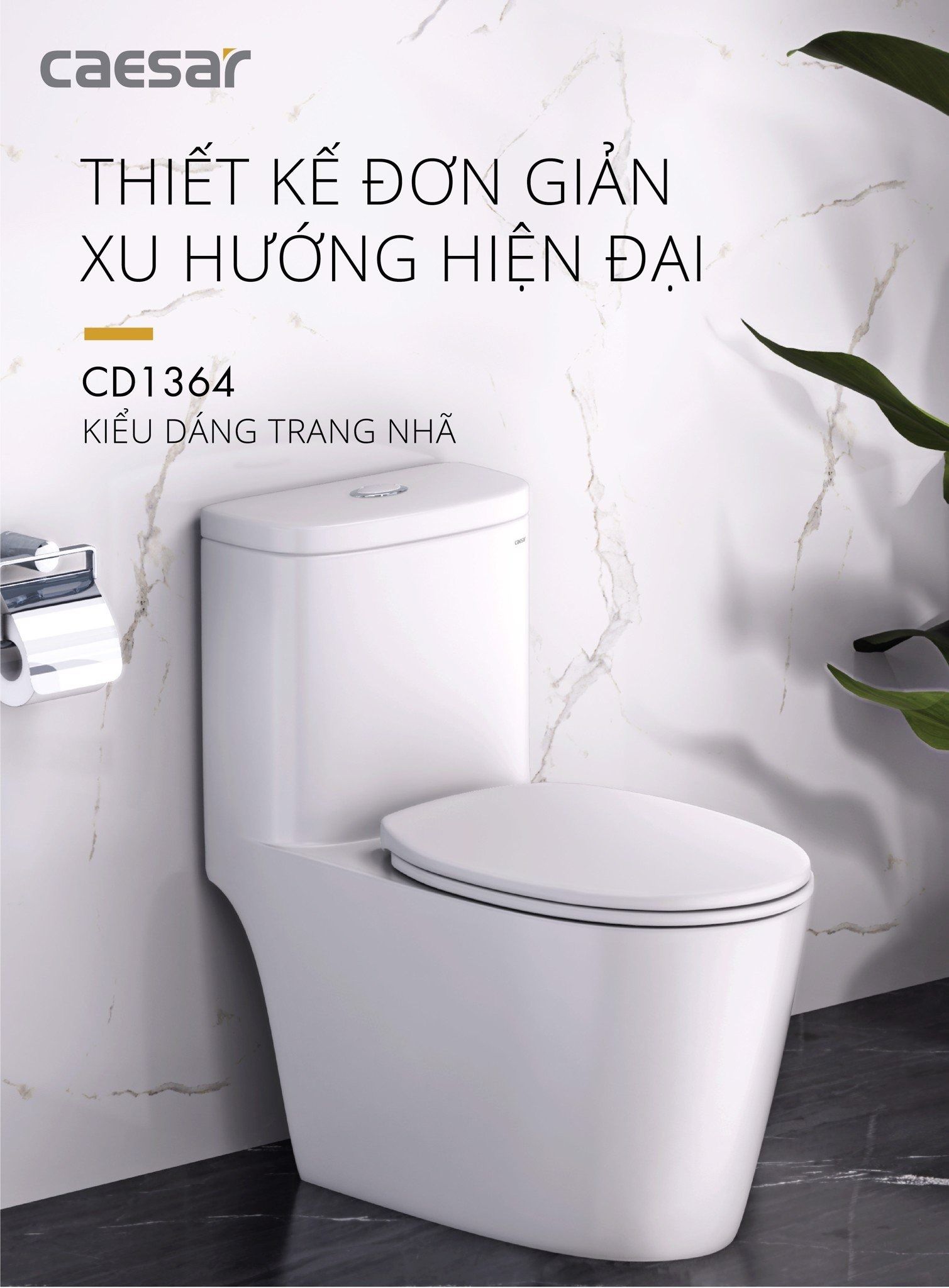 Bồn cầu 1 khối nắp rửa cơ Caesar C1364F + TAF060 (CD1364+TAF060) C1364F+TAF060 - 3