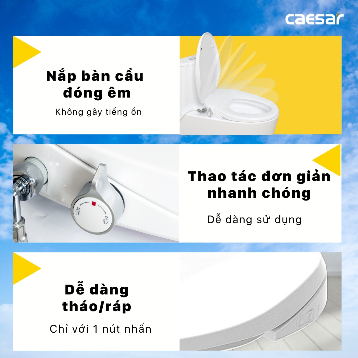 Bồn cầu 1 khối CAESAR CD1374 kèm nắp TAF060 - 13
