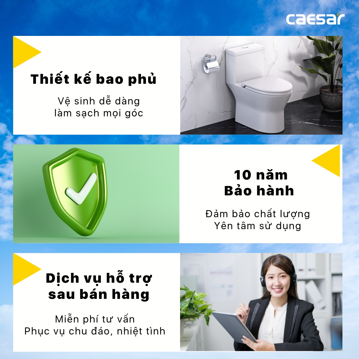 Bồn cầu 1 khối nắp rửa cơ Caesar C1374F + TAF060 (CD1374+TAF060) CD1374+TAF060 - 6