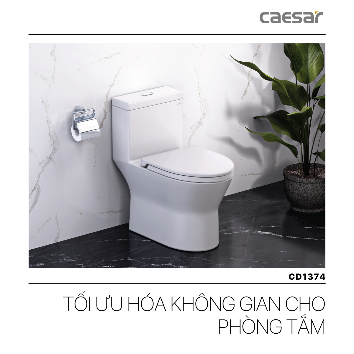 Bồn cầu 1 khối CAESAR CD1374 kèm nắp TAF060 - 8