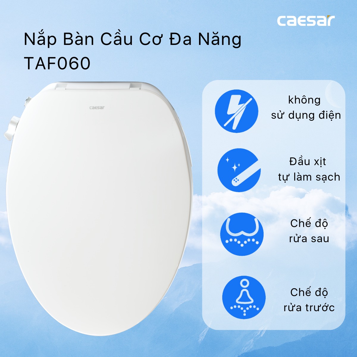 Bồn cầu 1 khối CAESAR CD1374 kèm nắp TAF060 - 11