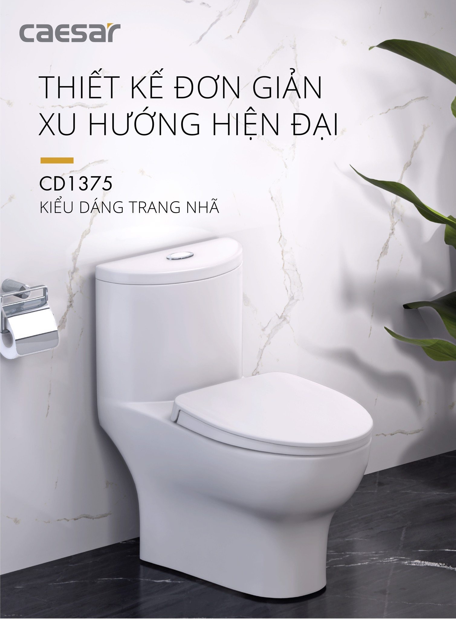 Bồn cầu 1 khối nắp rửa cơ Caesar C1375F + TAF060 (CD1375+TAF060) CD1375+TAF060 - 3