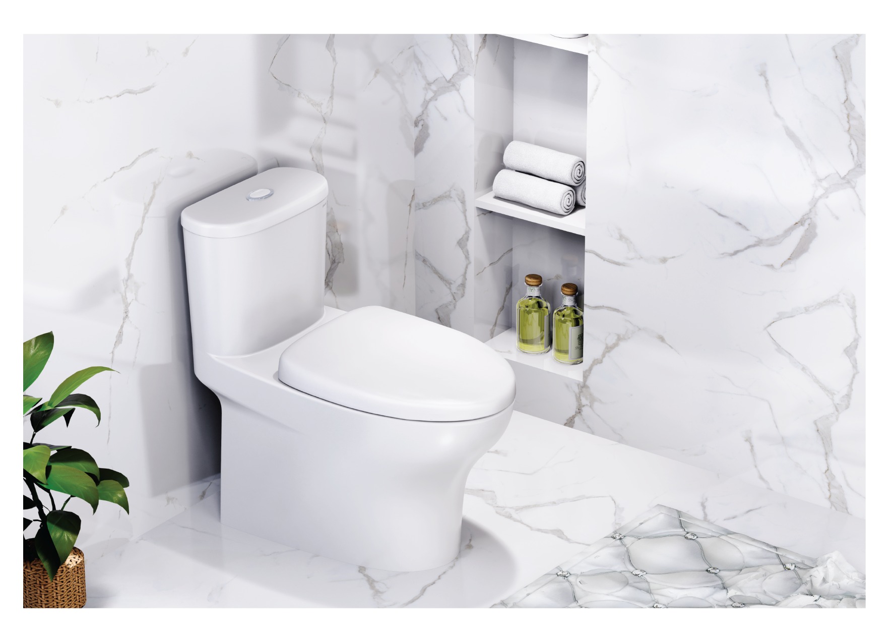 Bồn cầu 1 khối CAESAR CD1394 kèm nắp TAF060 - 11